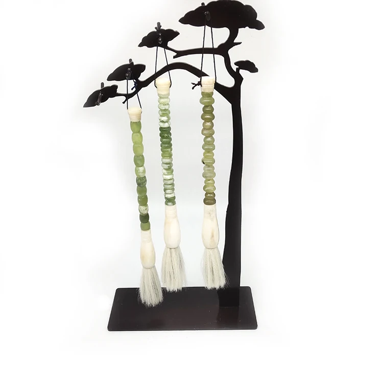 Antique Jade Stone Decorative Calligraphy Xiuyan Green Jade Chinese Brush