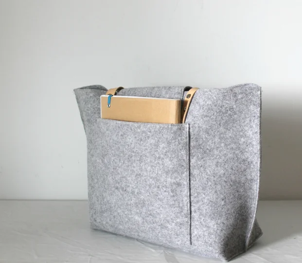 Wholesale new fashion cheap felt ladies big shoulder bag felt high quality felt tote bag