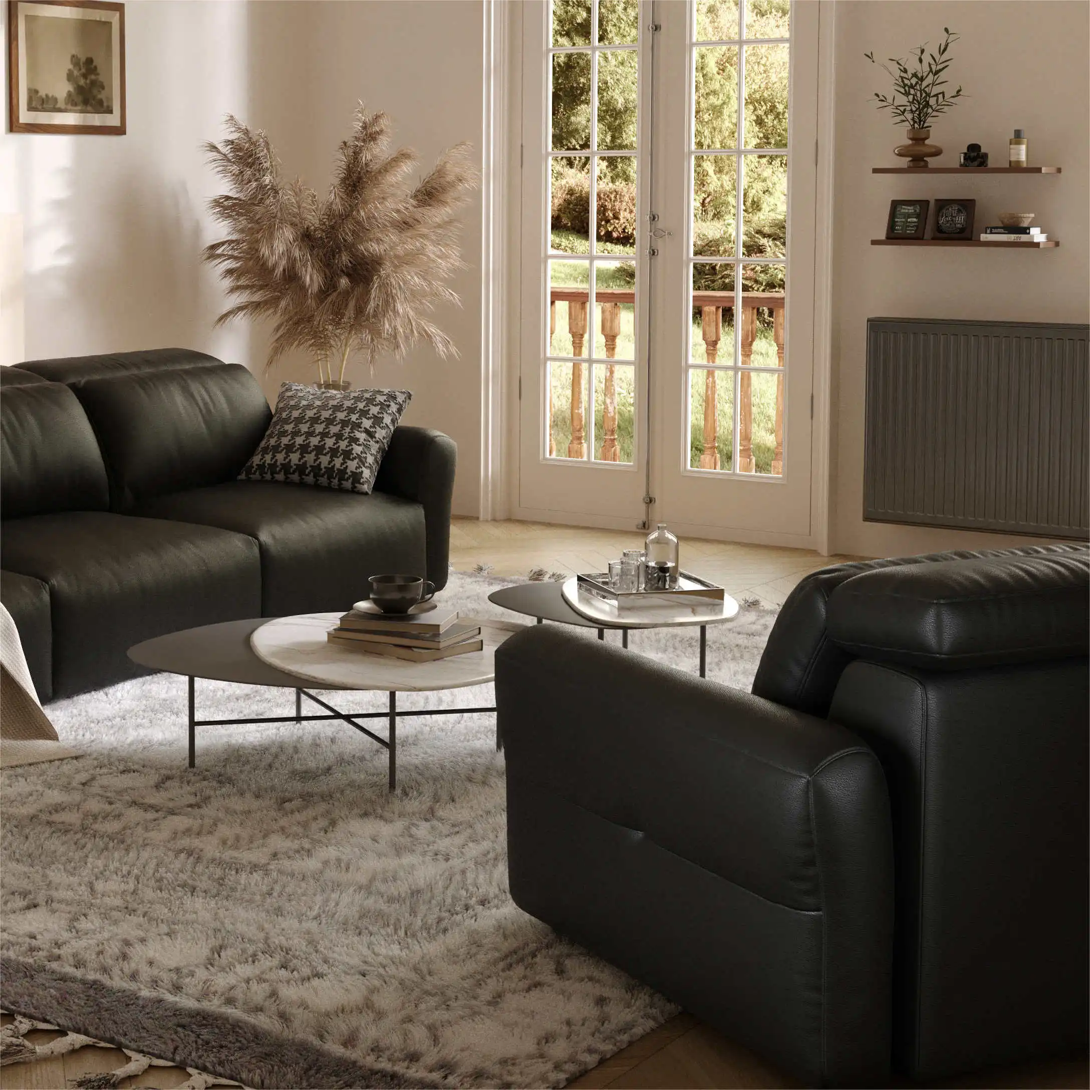 Higher Quality Modern Design Living Room Furniture White Marble Metal Tripod Coffee Table Coffee Table Set