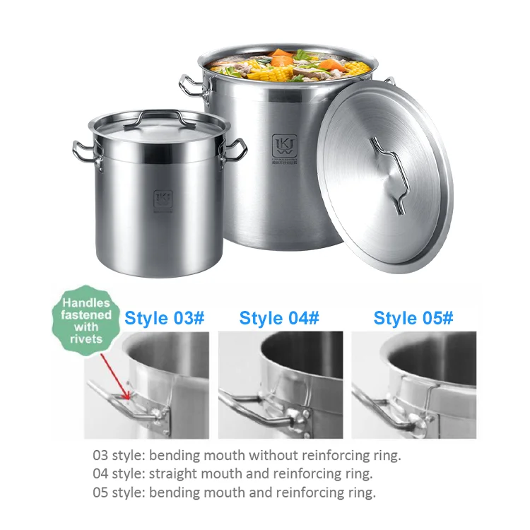 Factory Supply Customized Multiple Sizes Pots Stainless Steel Cooking Pot Soup And Stock