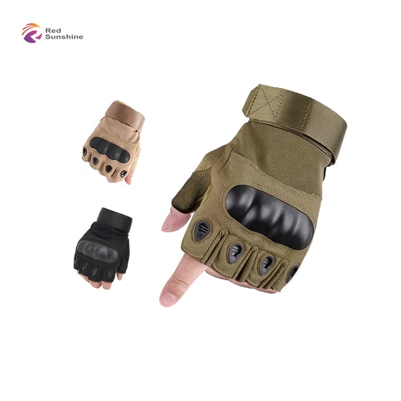 Outdoor Different Size Fingerless Half Finger Motorcycle Tactical Gloves for Men Hard Knuckle Climbing Riding Combat Gloves