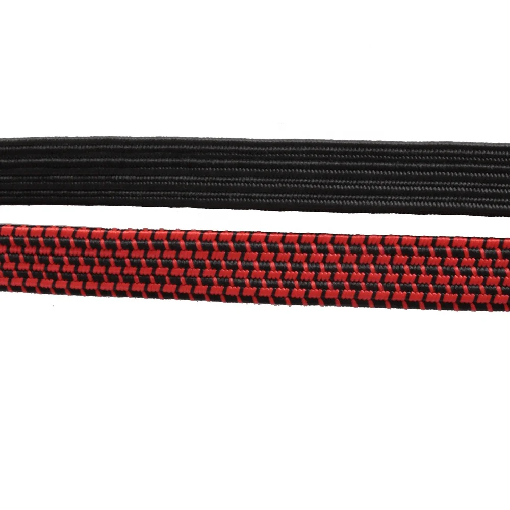 18mm flat adjustable elastic cord bungee cord black red 45cm
