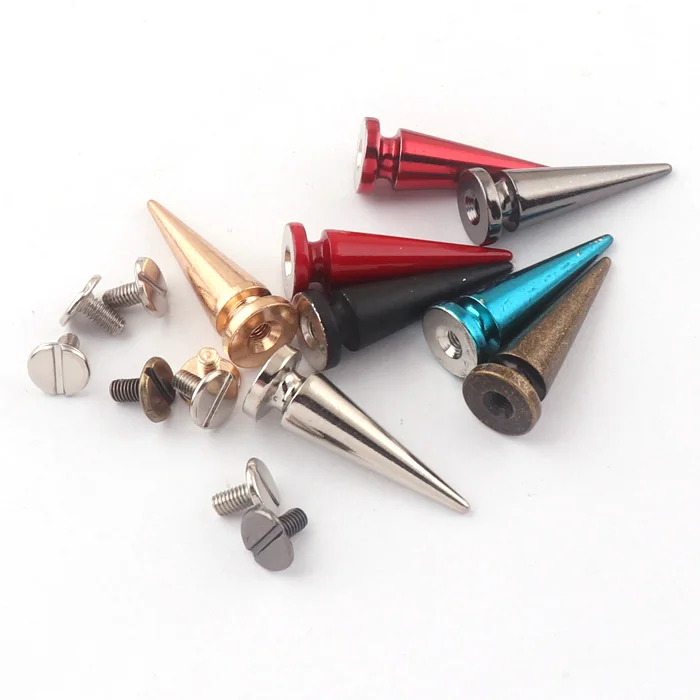 29mmx10mm Multi colors Metal cone Stud decorate garment Punk Rivet for Shoes Belt Bag Craft Clothes Leather