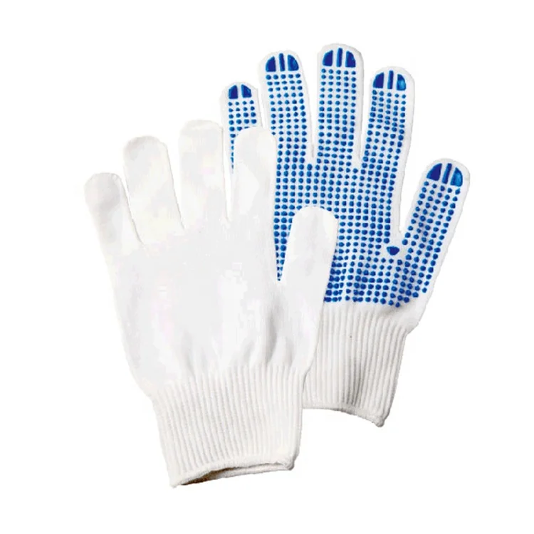 Anti-Slip Hot Sale Comfortable Single Side Safety Work Hand PVC Dotted Nylon Knitted Gloves