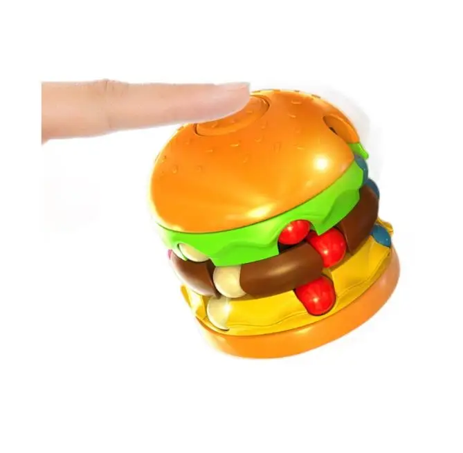 Cute Early Educational Spin Hamburger Magic Beans Cube Games decompression Toy Hamburger Magic Beans Cube Fidget Toys