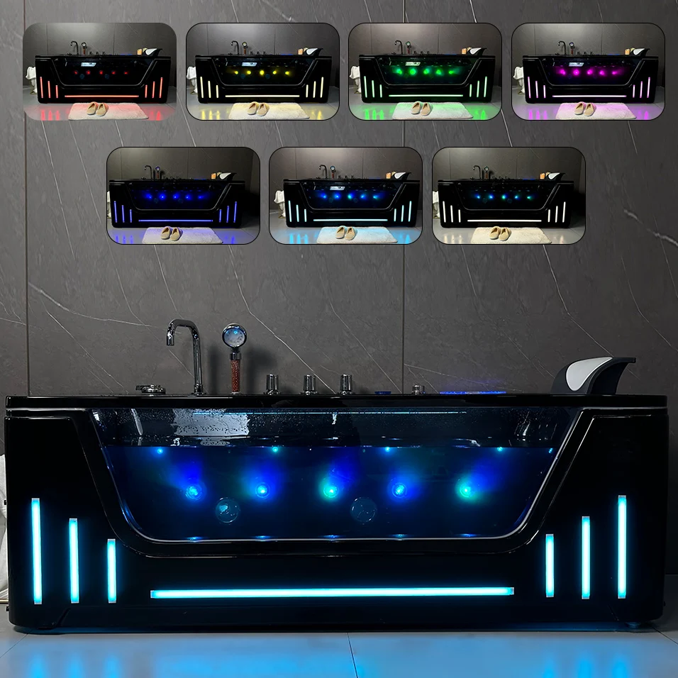 luxury  2-Person  massage water jet  black tub jet whirlpool   teen tub free standing whirlpool tub