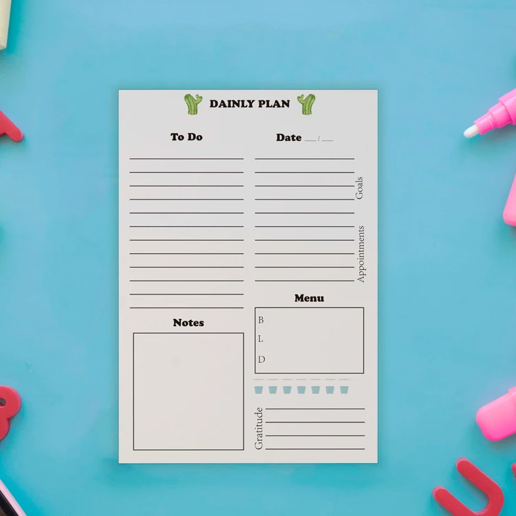Wholesale Custom A5 Daily Notepad Planner Memo Pad Notes To Do List