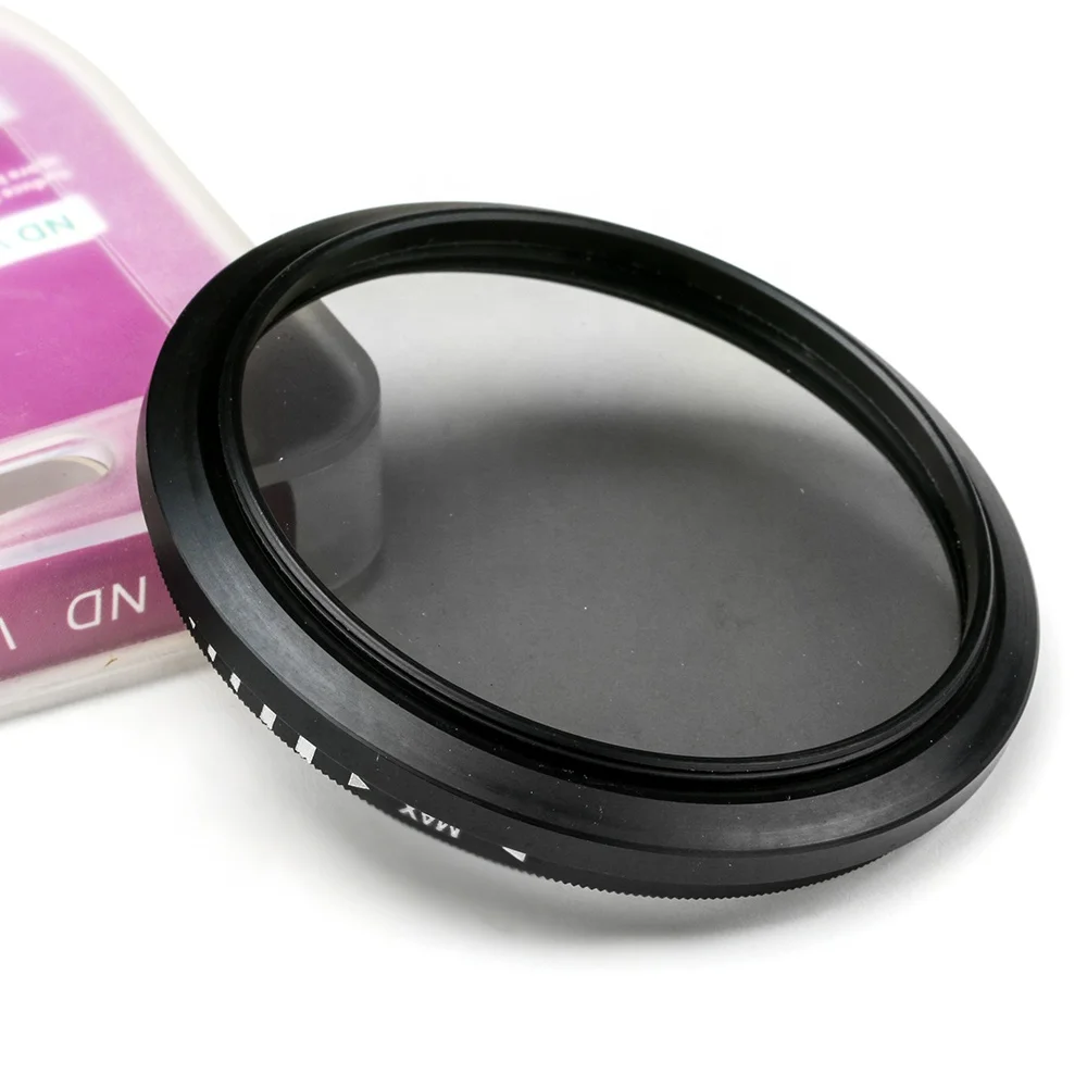49 mm Adjustable Neutral Density ND2-400 Lens Filter Fit For Canon Nikon Fuji Camera Lenses, Aluminum + Resin