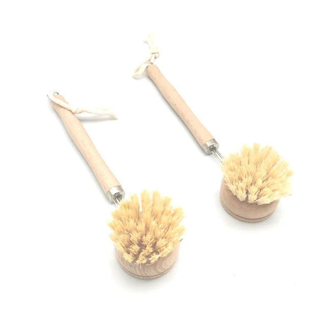 Kitchen Brush Set Floor Vegetable Dish Bottle Pot Brush Sisal Cleaning Brush Fibre Wooden Natural All Masthome Eco Friendly 5pcs