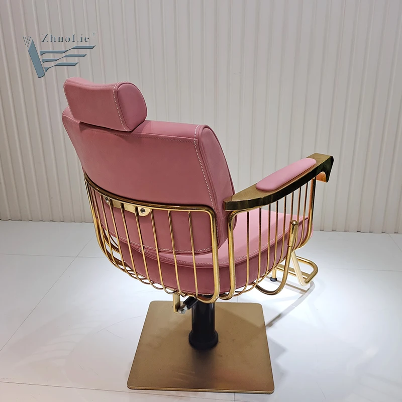 hair salon Pink gold Reclining hydraulic Adjustable lift beauty salon equipment Barber Chair styling chair for Salon