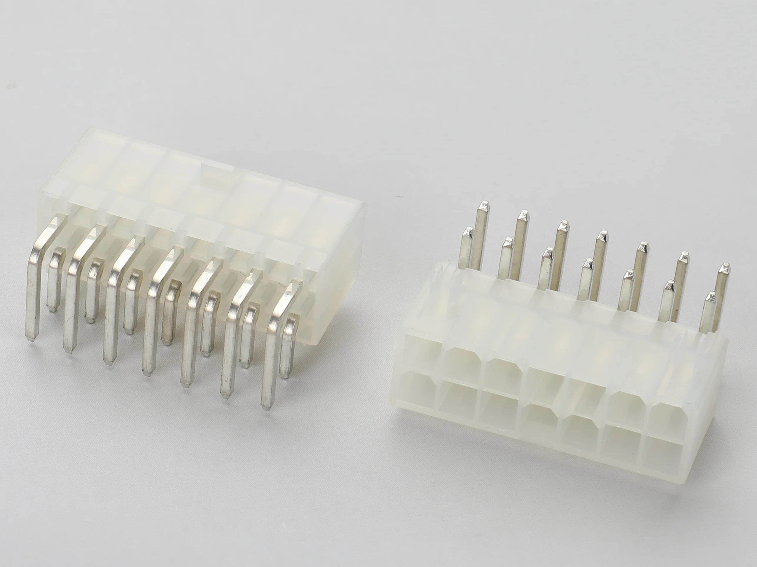 Molex connector 5569 Mini Fit 14 pin pcb header wire to board right angle 2X7 R/A 4.2mm 7A Blk Peg white 172448-0014