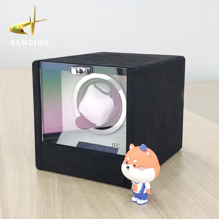Wholesales Dropshipping Safe Japanese Mabuchi Motor Bi Directional LCD Single Black Modern Wood Watch Winder Box Automatic