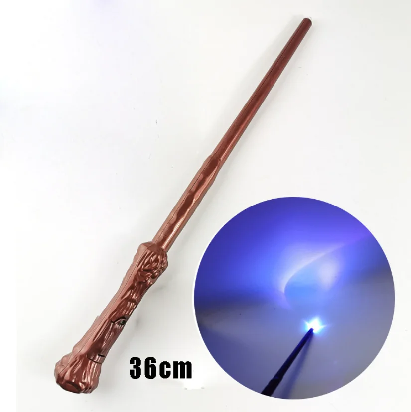 Lighted Magic Wands Wizard Witch Wand Sound Illuminating Wand 14.6 Inch Halloween Party Costume Cosplay Accessory Brown