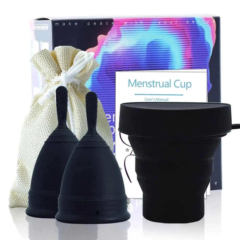 Medical Silicone Menstrual Cup Period Cups Foldable Sterilizer Cup Copa Menstrual Cloth Bag Custom Available