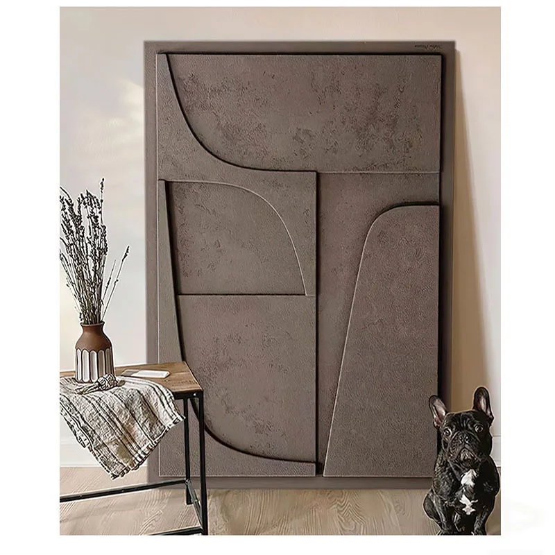 Wooden Craft  Solid Wood Decorative Hanging Picture Sandstone Texture Carving Hanging Picture