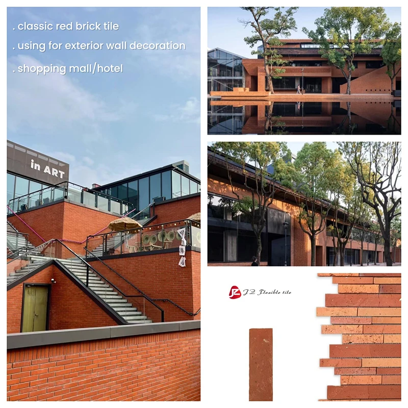 Easy install thin light weight flexible stone brick look wall tile for wall cladding soft stone wall panel brick tile