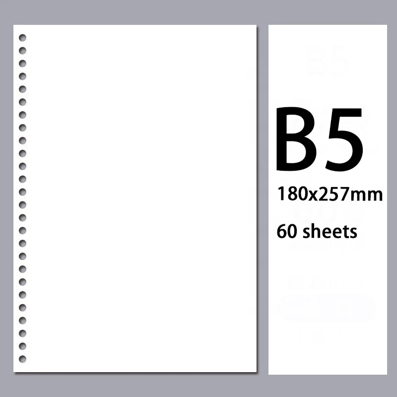 2022 B5 Planner Notebook Filler Paper Page Lining B5 Hole Punched Refills Inserts Filler Paper Pages In Set