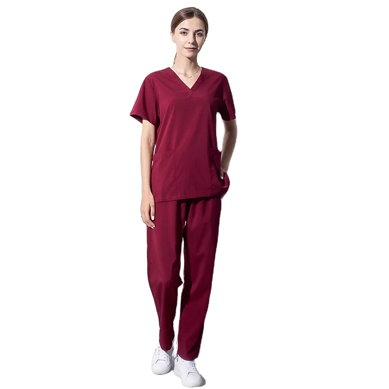 42021 Scrub Sets Spandex Medic Tall Plus Size Woman Nurse Custom Medical Uniforms Scrubs Sets Joggers Stretchy Hospital Uniform