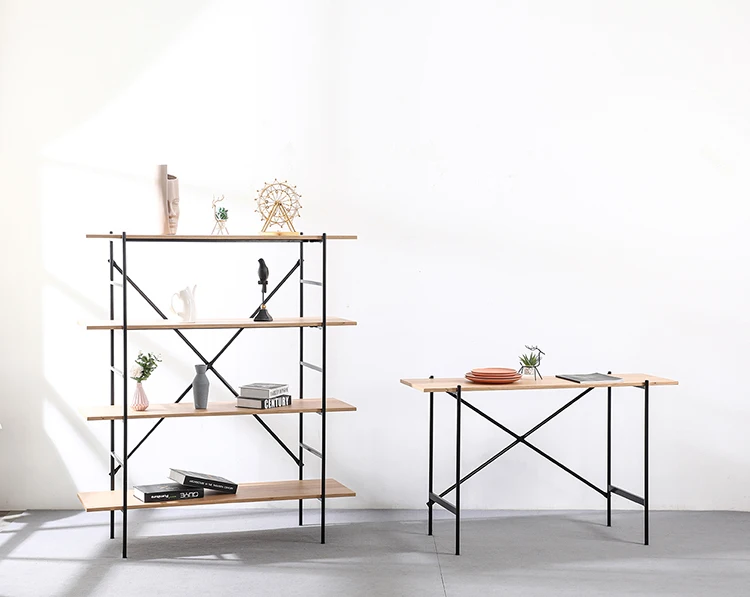 Luxury Modern Design Living Room Furniture Mdf Oak Veneer Wooden Bookshelf