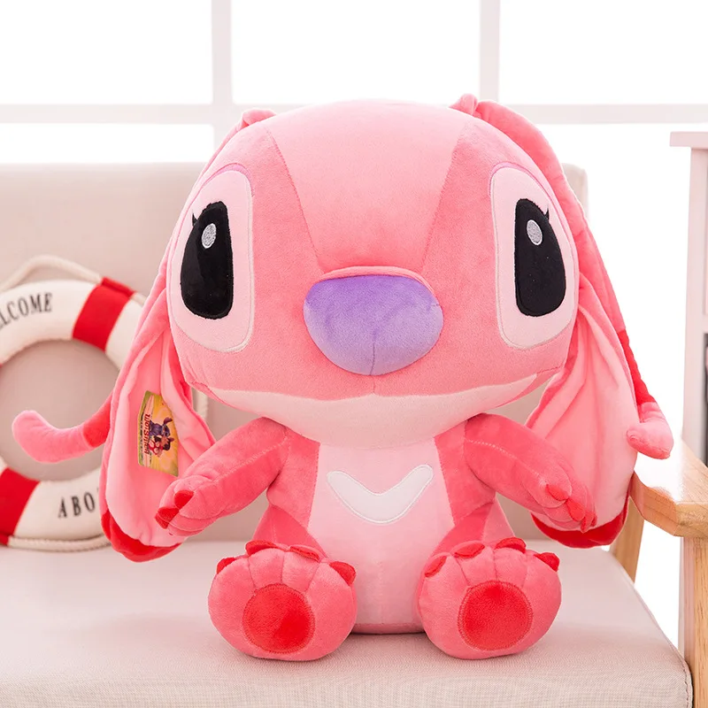 Cute Jumbo Stitch Angel Stuffed Plush Toy Perfect Surrounding Anime Fill Doll for Claw Machine Birthday Gift Throw Pillow