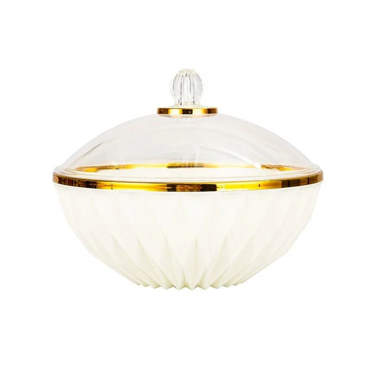 
Wholesale Custom Logo Kitchen Storage Round salad candy food Ps White gold plastic bowl With Lids 