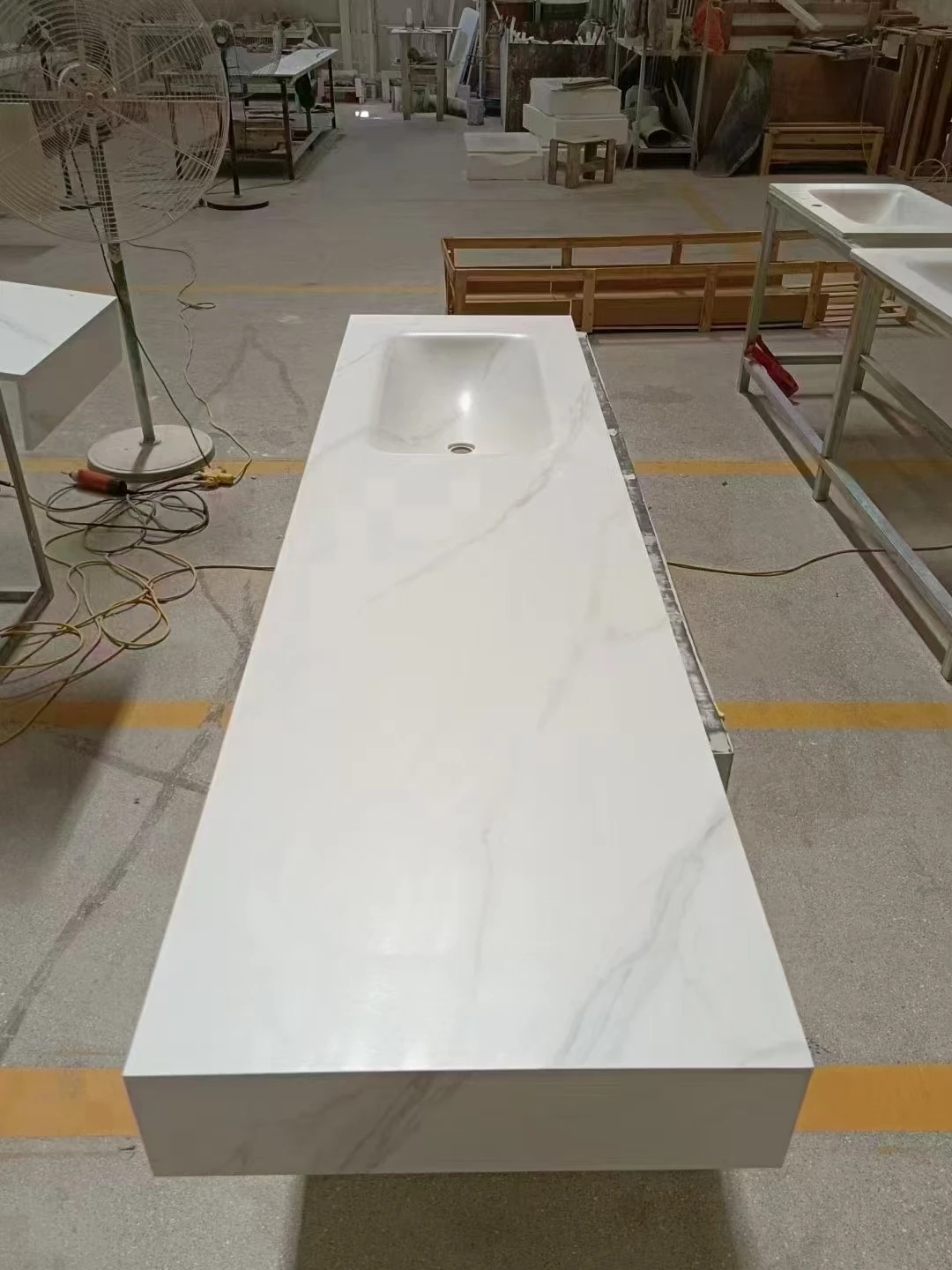 Marble Alternative Tiles Calacatta White Sintered Stone Custom Bathroom Vanity Tops Sink Home Decor