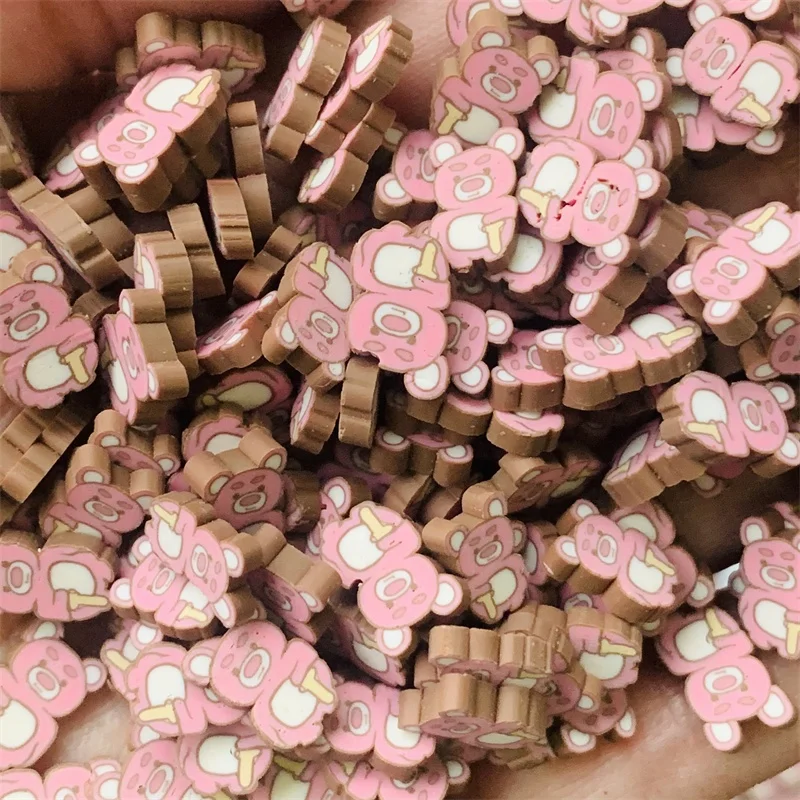 100g/Bag Cartoon Strawberry Pink Bear Polymer Clay Slices Hot Clay Sprinkles For Slime Filling Accessories Shaker Cards Deco
