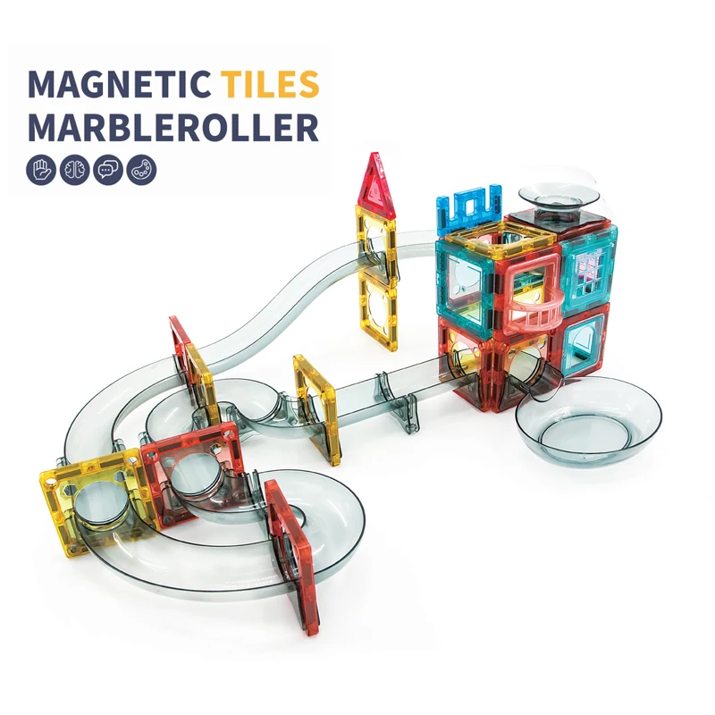 DIY Assemble Magnetic Marble Run Track Set Plastic Ball Runs Game Toy Magnetic Tile Blocks Magnetic Building Blocks Toy