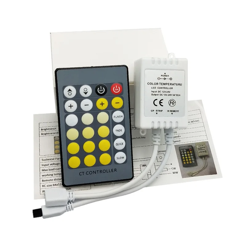 CCT холодный теплый белый 2 4 ГГц ИК 24 клавиши 12-24 В постоянного тока штепсельная вилка контроллер Светодиодная лента двойная двухцветная температура пульт дистанционного управления диммер