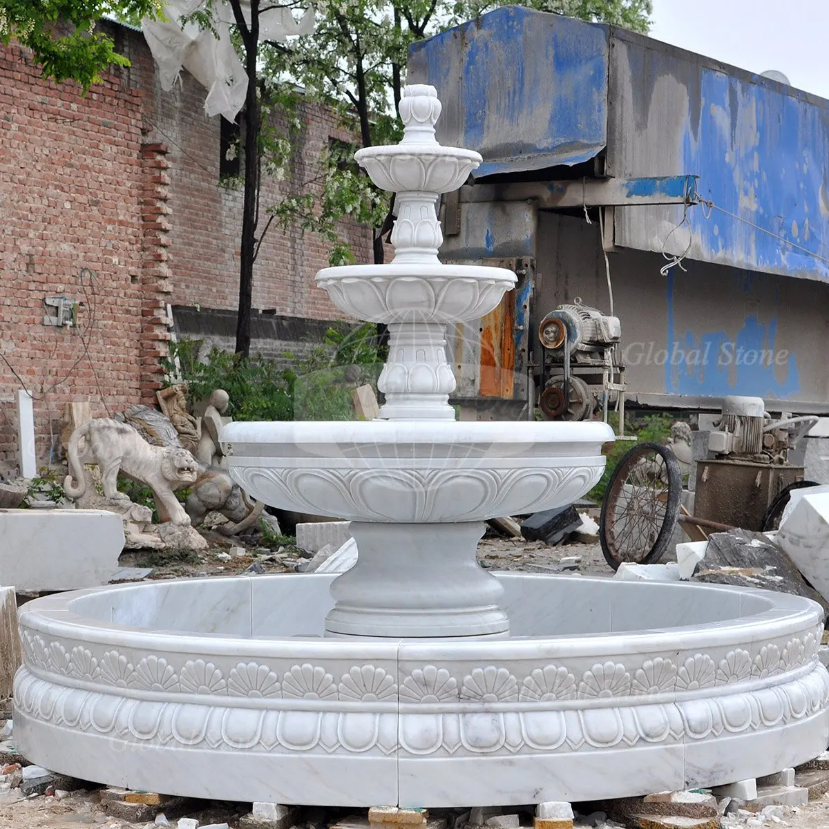 Quality Assurance Natural White Marble Stone Outdoor 4 Tier Fountains For Outdoor Decor