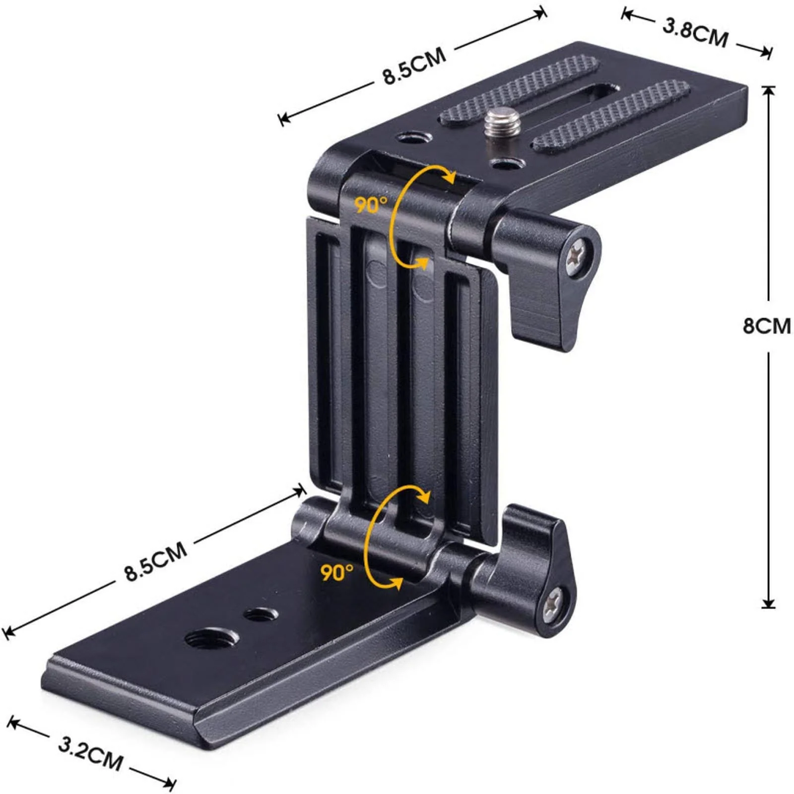 Universal Z Shape Tilt Head Mount Bracket Tripod Head Quick Release Plate Mounting for Monopod Slider Rail Cage Rig Stabilizer