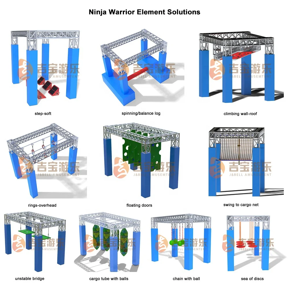 New design American kids ninja course equipment, kids indoor ninja warrior obstacles for sales