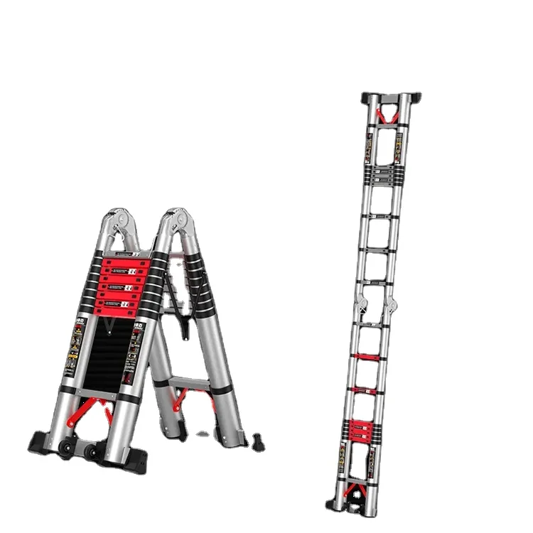 Aluminium step ladder Aluminum loft folding extension double used telescopic step ladder