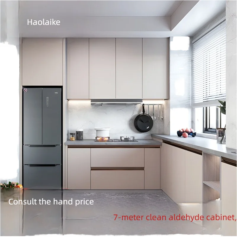 Automatic Modern Designs Granite Countertop HDF Solid Wood Lacquer Modular Kitchen Cabinets
