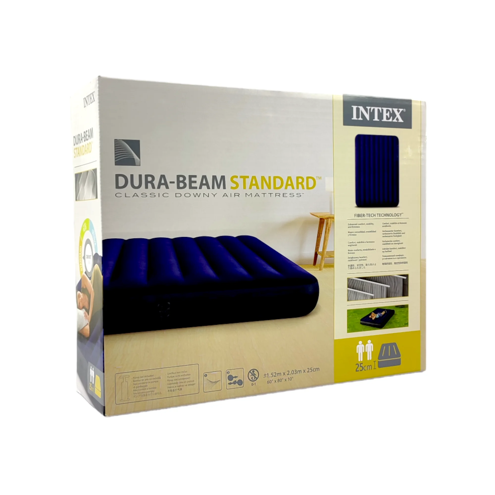INTEX 64759 Queen Size PVC Inflatable Mattress Bed for Adults Foldable Night Bed for Home Hotel Camping Trips mat