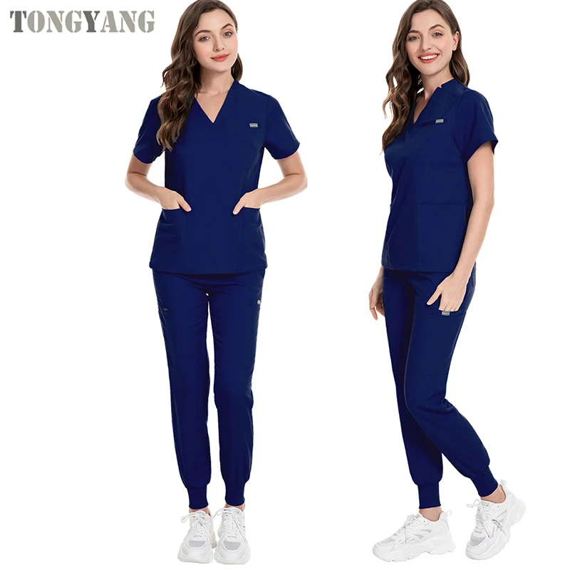 TONGYANG Scrub Suits Stretch Breathable Women Sets Jogger Nursing Scrubs Uniforms Medical Spandex Hospital scrubs uniforms sets