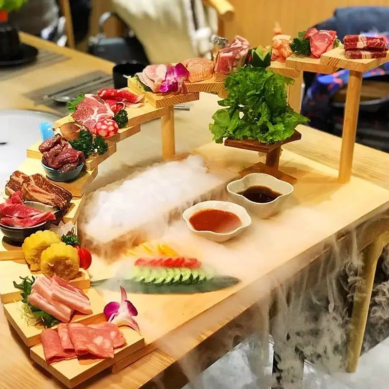 Japanese cuisine twelve steps sushi plate wooden barbecue hotpot tableware Yakiniku setting plate