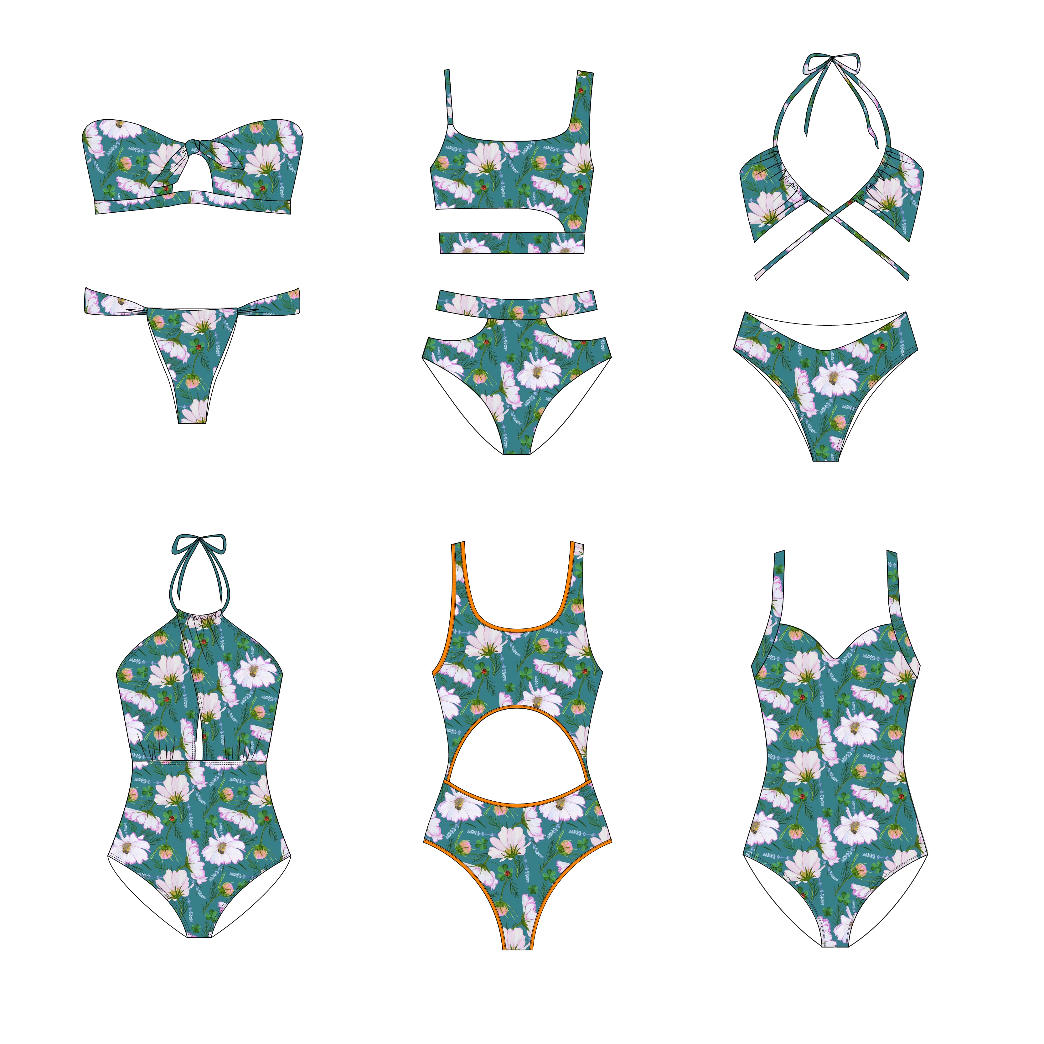 DS 2024 Swimsuit bikini women bright face sexy halter halter swimsuit three-piece package buttock swimsuit wholesale