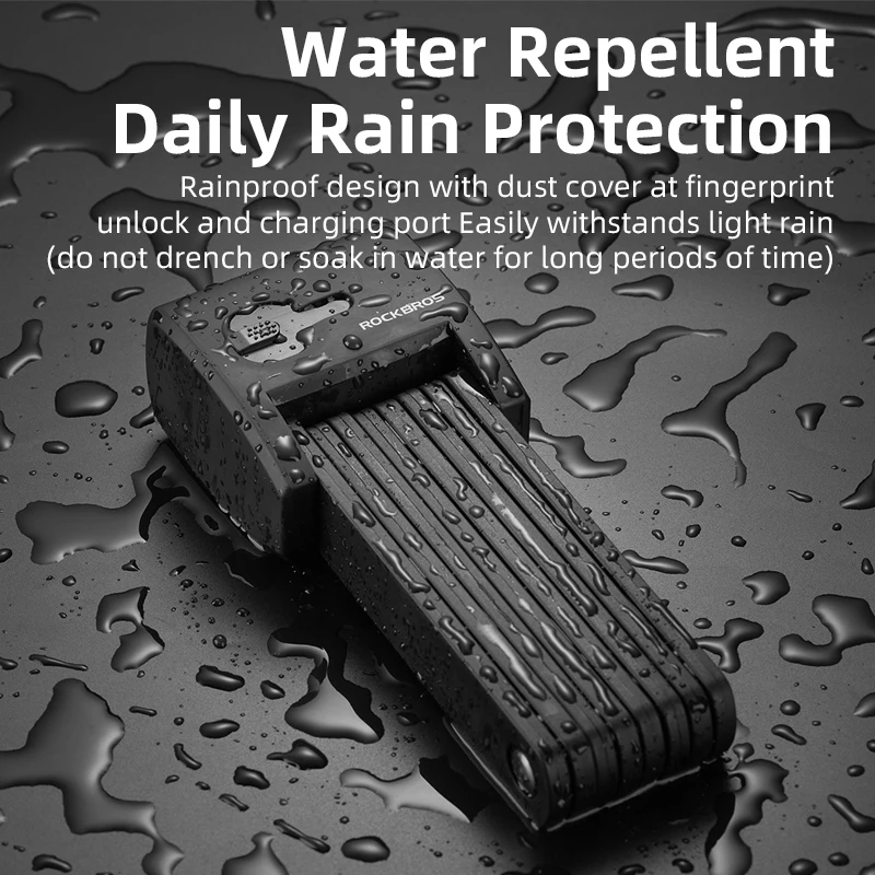 ROCKBROS Smart Fingerprint Folding Bicycle Smart Lock Three Ways To Unlock The Lock Rechargeable Lock