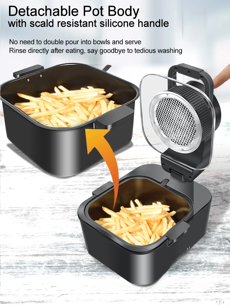 Double protection air fryer detachable pot body with anti scalding ears electric air fryer stainless steel air fryer