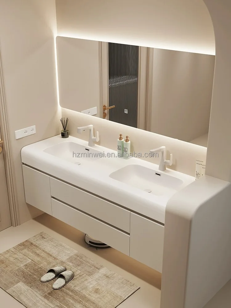Professional manufacture Floating wall 1 Sink hanging 2 doors 2 drawers bath furniture Bathroom Vanity Cabinet
