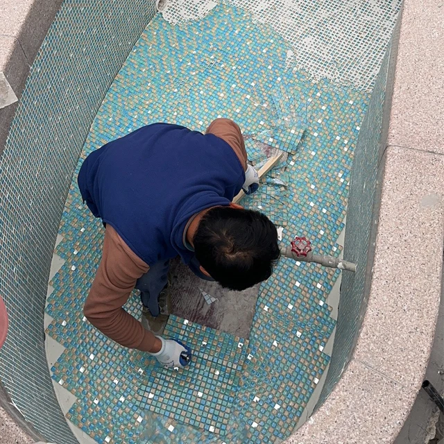 Kasaro hand painting pool shiny mix color glass mosaic tile floor 8mm crystal glass mosaic tiles for swimming pool tile