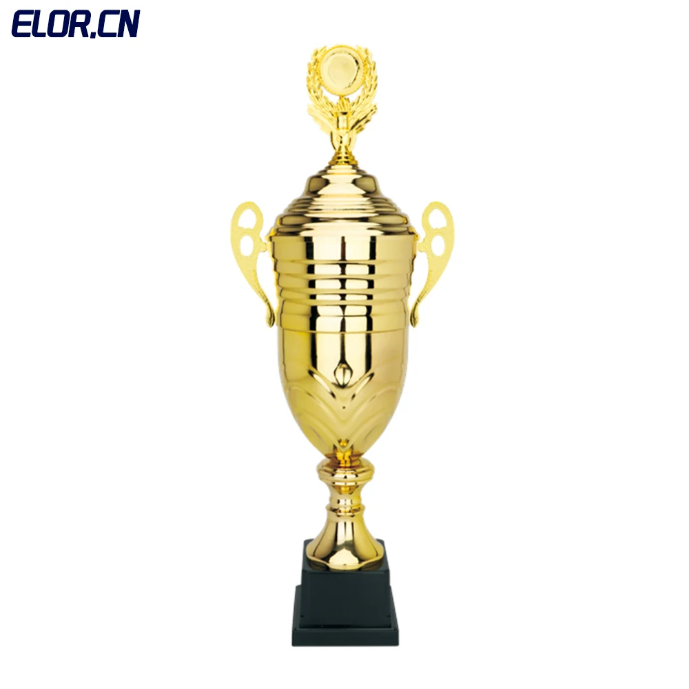 Elor Factory Wholesale Big Sizes Unique Design Golden Metal Sports Awards Trophies For Sports Activities Team Competitions