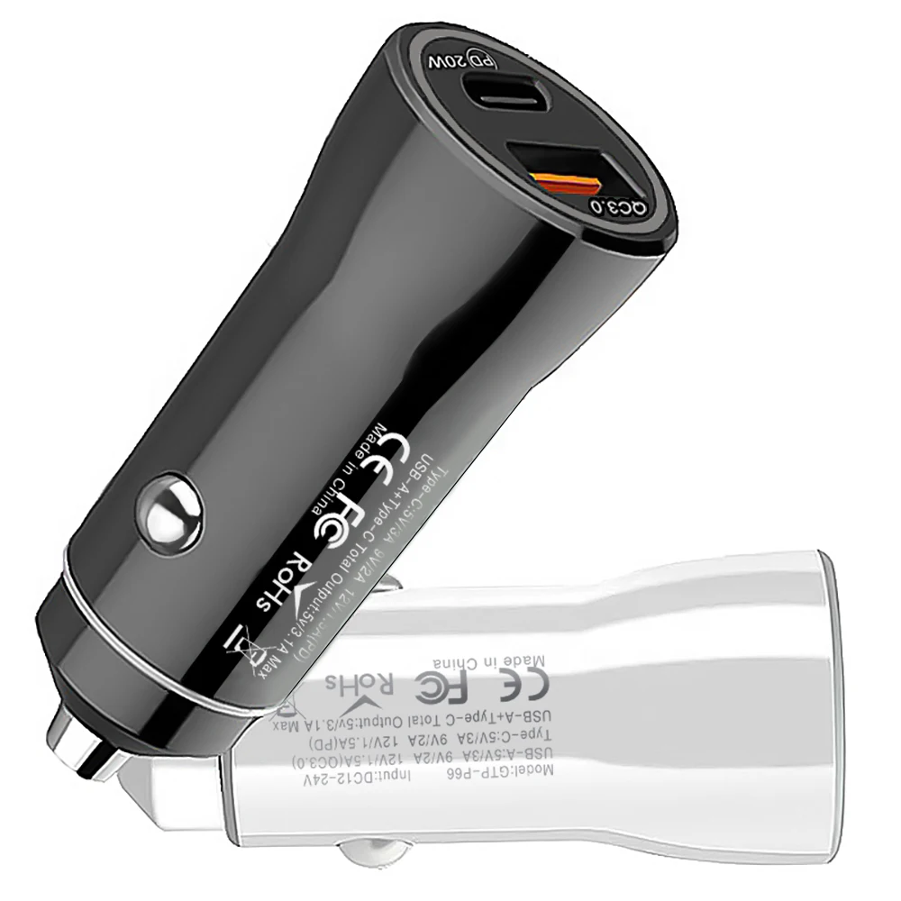 Большая сила быстро порт 3,0 Ампер прикуривателя 2 порта 38 Вт 3A зарядное устройство для автомобиля с двумя портами USB PD 38 Вт автомобильное зарядное устройство
