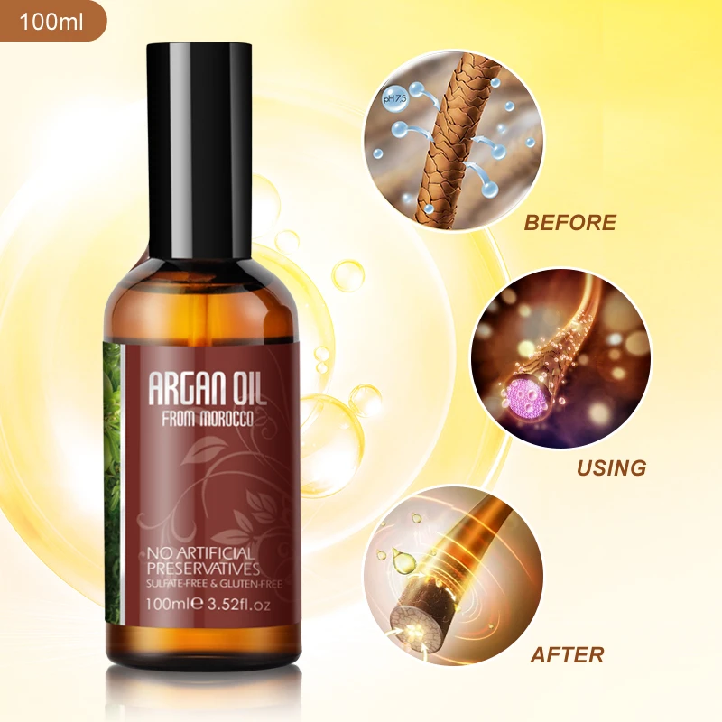 Wholesale Private Label Organic Keratin Deeply Repair Hair Treatment Moroccan Oil Essence Moisturizing Hair Serum