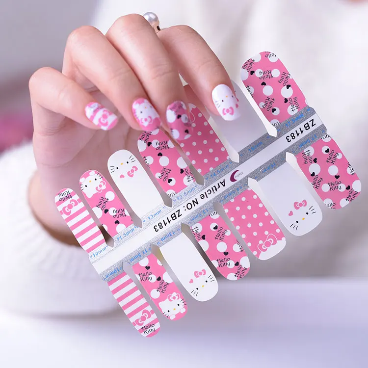  Оптовая продажа высококачественные милые полоски для лака ногтей hello kitty
