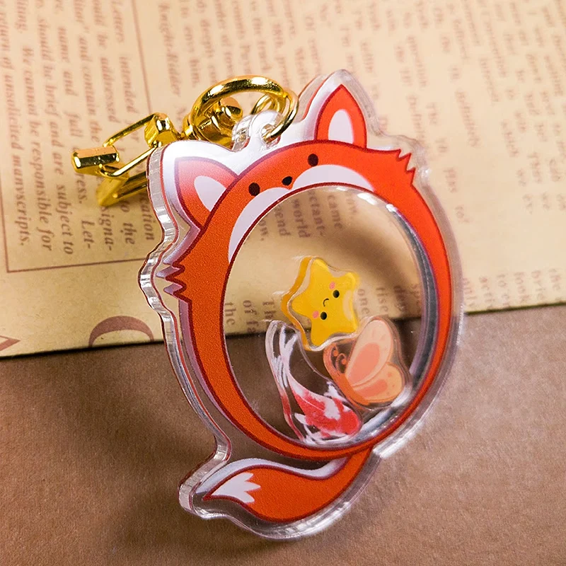 Acrylic Shaker Keychain Charm Shaker Key Chain Custom Acrylic Keychain Factory Design Anime Figure Acrylic Plastic Key Ring