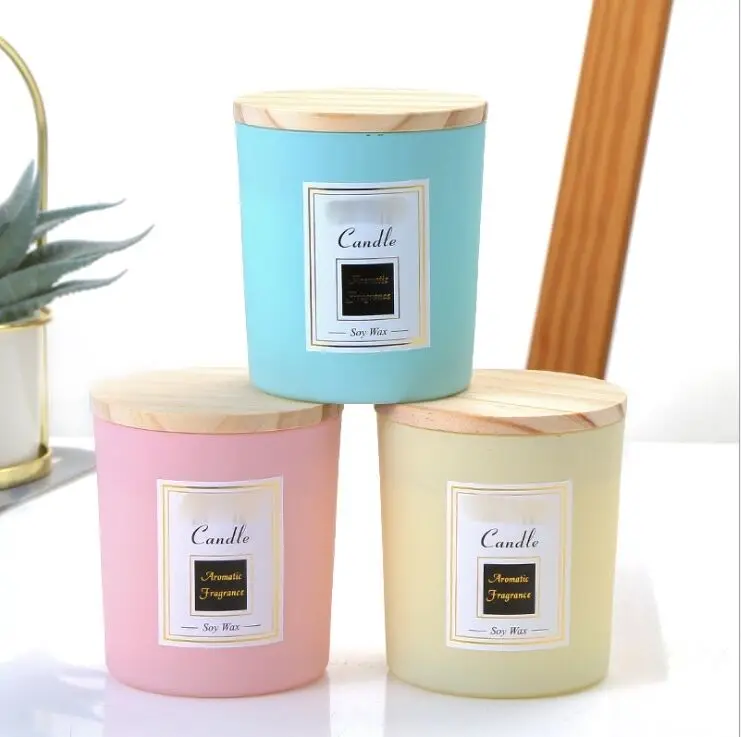 
Hot sell luxury custom logo frosted empty glass candle jar with lid and gift box 
