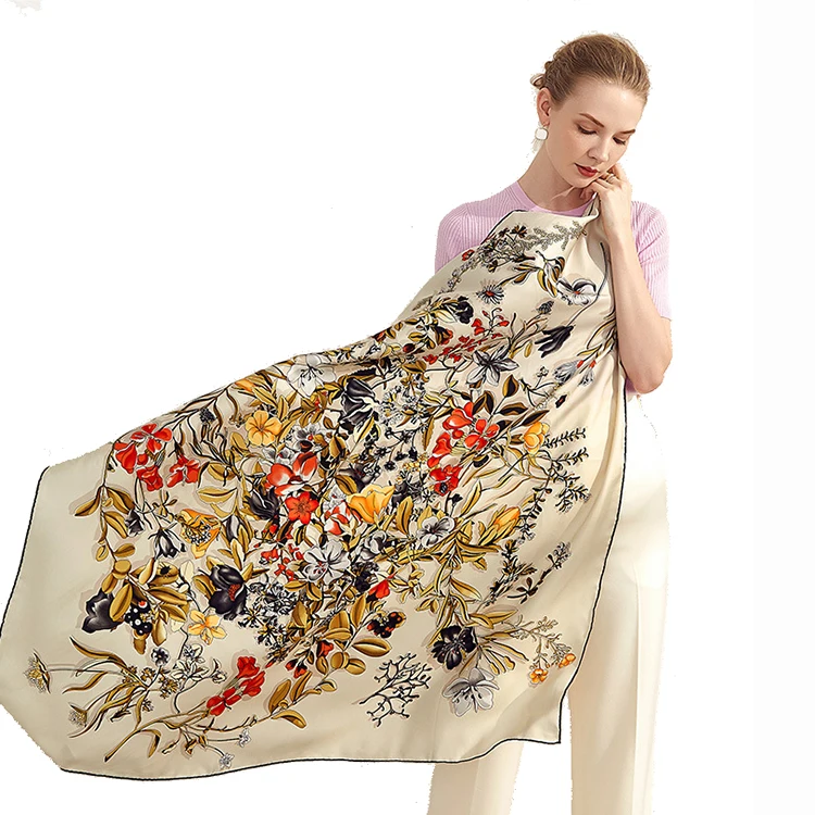 Wholesale Price scarf custom pure 100% Silk Scarfs For Women Stylish