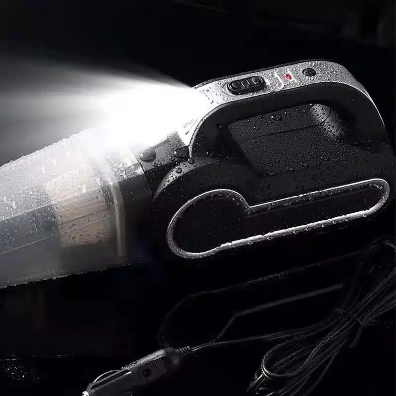 4-in-1 Multi-Function Wet Dry Dual Use Portable Car Vacuum Cleaner with Tire Inflator Pump with LED Light
